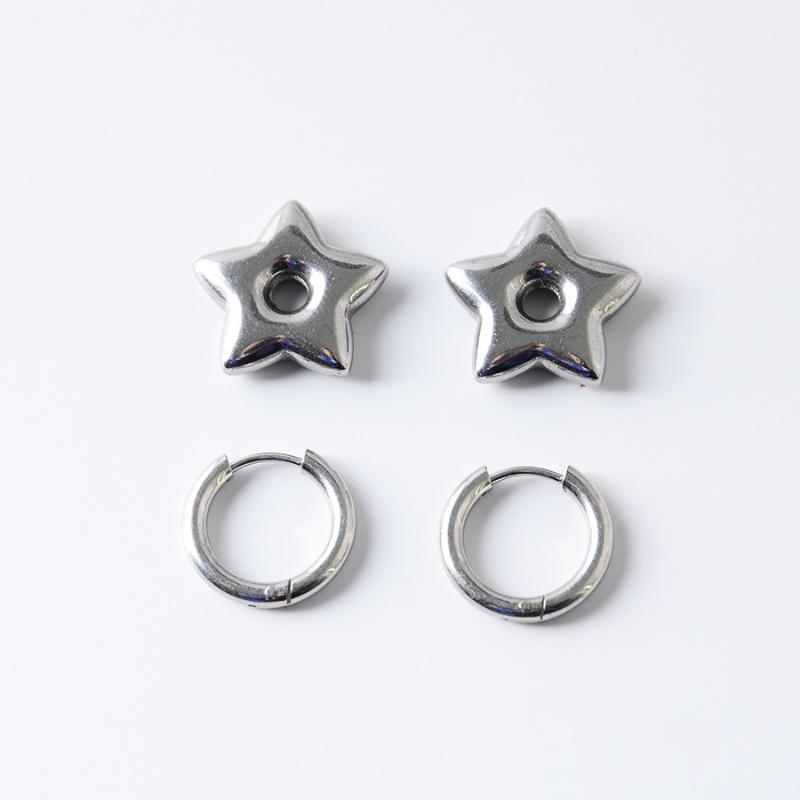 Punk Hängeohrringe Einzigartig Abnehmbar Edelstahl Dicke Stern Herz Creolen Für Damen Herren Statement Schmuck