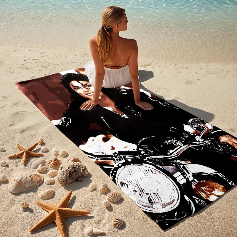 Michael Jackson Motorcycle Stylish Digital Printing Beach Towel Quickdrying Absorbent Blanket For Beach Pool Gym Travel