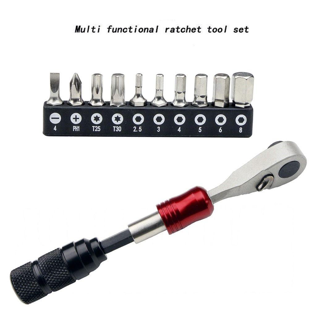 Anti-slip Handle Reversible Ratchet Wrench Batch Heads Bicycle Repair Tool Kit  Repair Tool