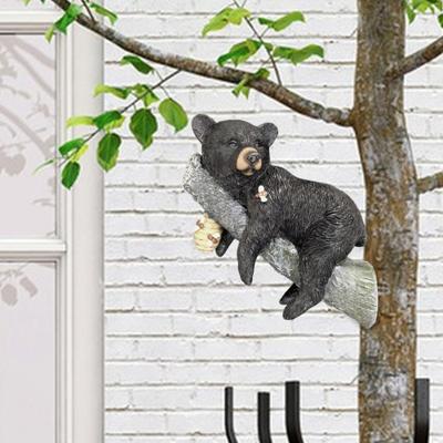 Statua di Orso Dipinta a Mano Scultura Avvolgi Albero Installazione Facile Scultura di Orso in Resina Fantasiosa da Esterno