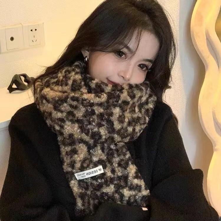 Korean Style Withered Rose Plaid Imitation Cashmere Scarf - Women's Winter Christmas Red Shawl