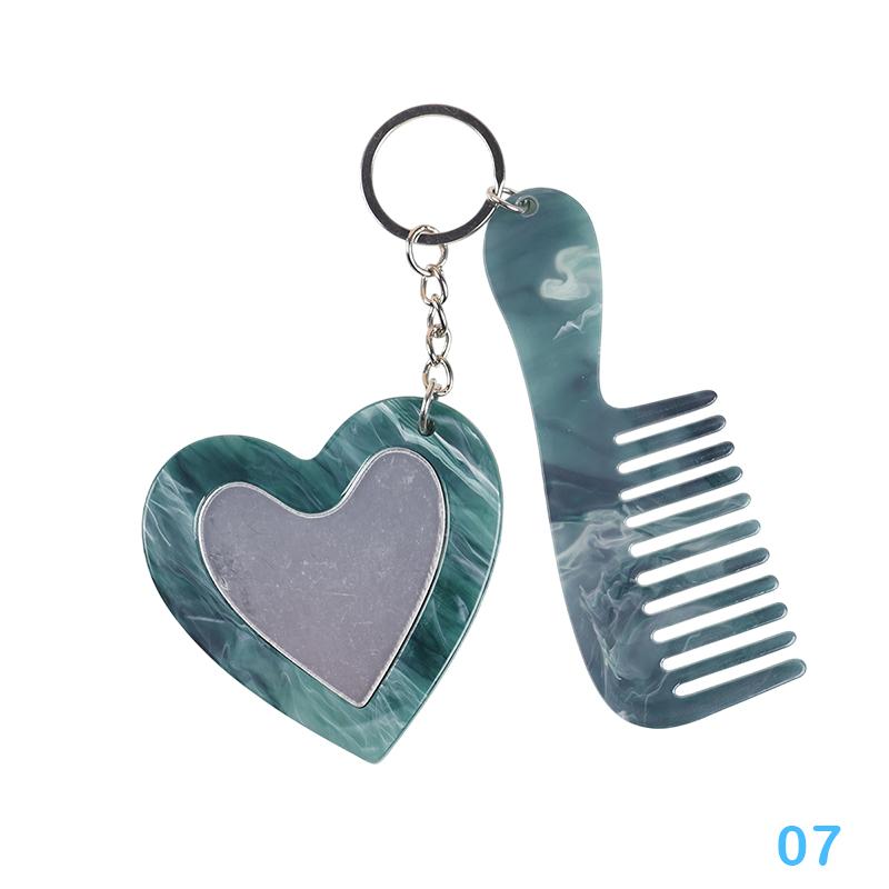 

Fashionable Mini Comb Keychain With Heart Shape Makeup Mirror Handmade Creative Keyring Fashionable Key Ring Backpack Decoration