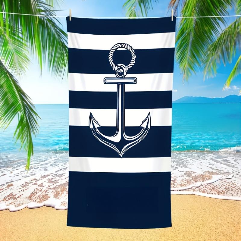 

1pc Nautical Anchor Beach Towel, Multi-Use Towel for Beach Pool Surf Yoga, Ideal for Adults Kids Home Bath & Summer Outdoor Use W40*H60(CM)