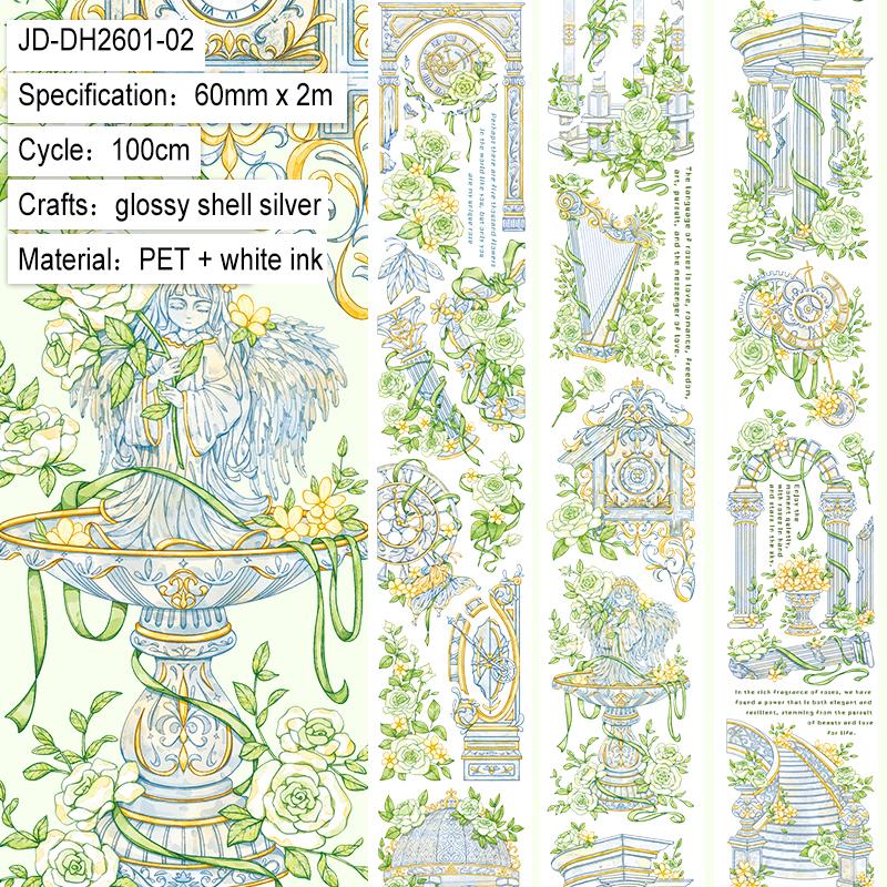 

60mm*200cm Vintage flower Parterre Angel Vine Landscape PET Tape Creative DIY Journal Material Collage Scrapbooking Stationery