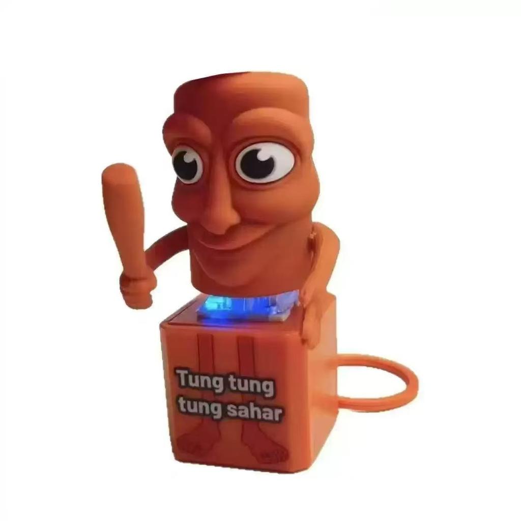 Chaveiro de Botão Homem Palito de Madeira Não Tóxico 3Dnew Tralalero Tralala Tungtungtung Com Pingente Luminoso - Decoração Periférica de Anime Presente Brinquedos