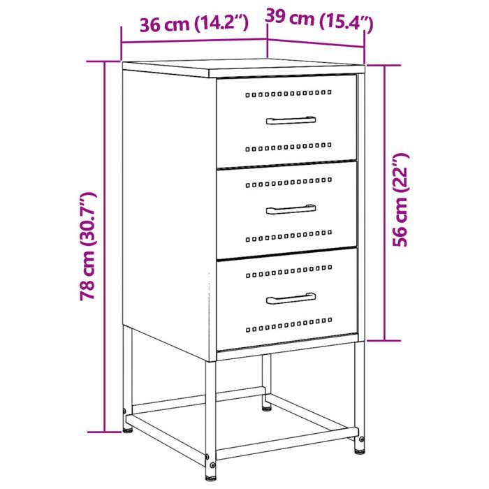VidaXL Table de chevet noir 36x39x78 cm acier, armoire, armoire latérale, meuble de chambre à coucher, table de chevet, 846578