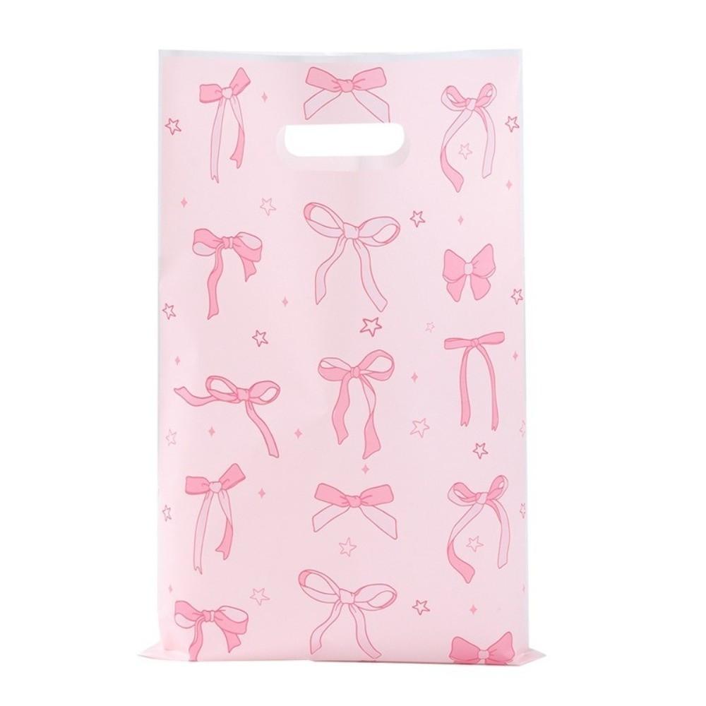 10/25/50pcs Sweet Bow Gift Packing Bag Thicken Pink Candy Cake Storage Bag Plastic Kawaii Baby Shower Gift Bag
