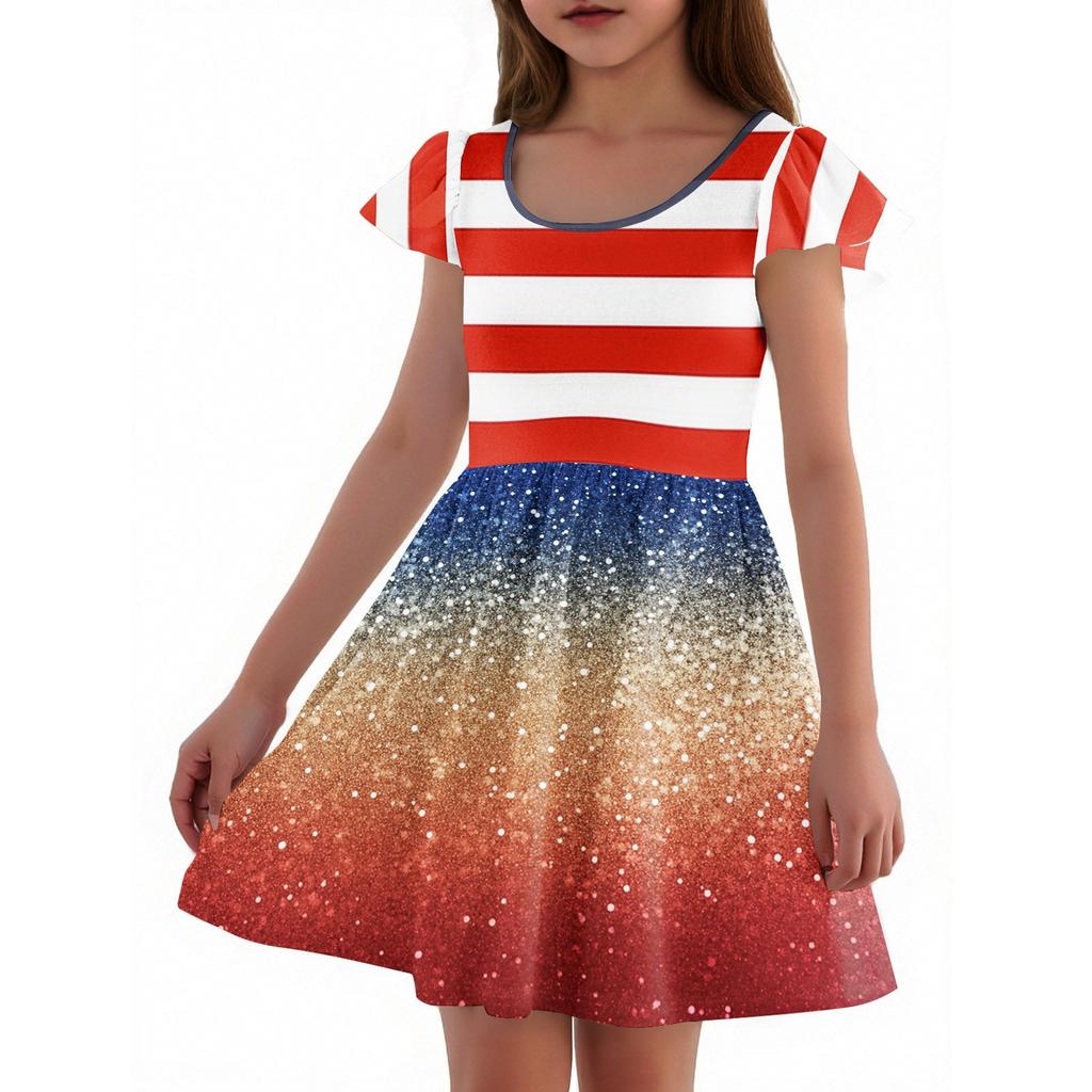 Dívčí šaty s batolecími rukávy, ležérní společenské školní šaty, oblečení pro dívky