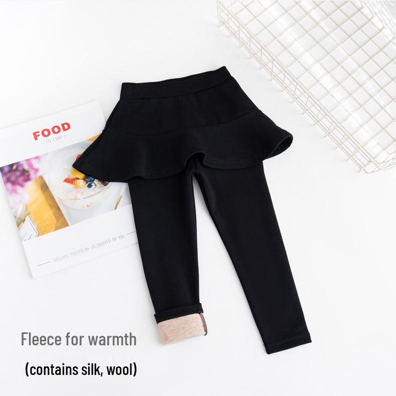 

Универсальные брюки-юбка для девочек: Леггинсы на флисовой подкладке для весны, осени и начала зимы Size 120 чёрный