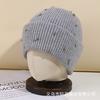 Autumn and winter casual versatile rhinestone rabbit fur wool hat women's fashion heavy industry cold hat warm windproof cover knitted hat