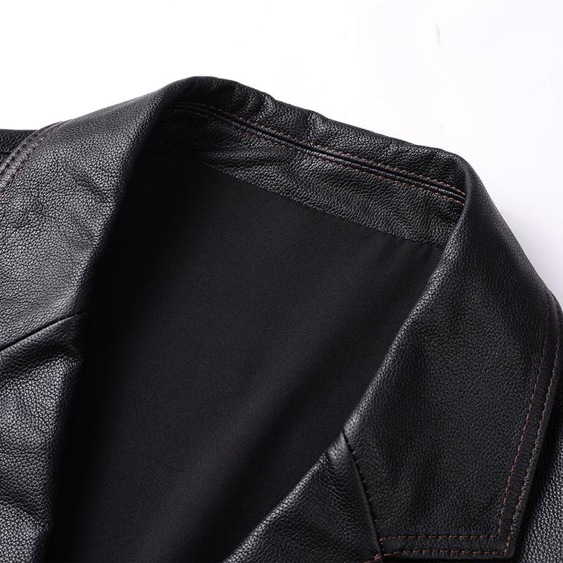 New Genuine Leather Jacket Men's Top Layer Cowhide Jacket Lapel Business Casual Men's Wear