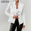 Women's Vintage Casual Solid Color Print Autumn Winter Long Sleeve POLO Neck Jackets & Coats