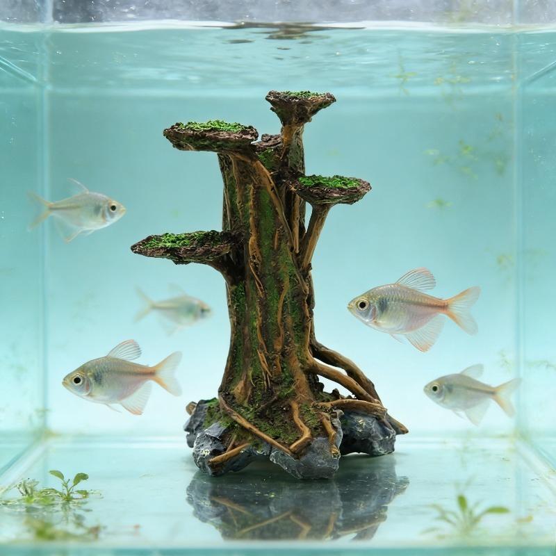 Artificial Moss Tree Driftwood Aquarium Decoration Resin Moss Tree Water Plant Lazy Aquascape Driftwood Brazilian Wood Root