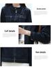 French-Style Distressed Stand Collar Zipper Motorcycle Denim Jacket