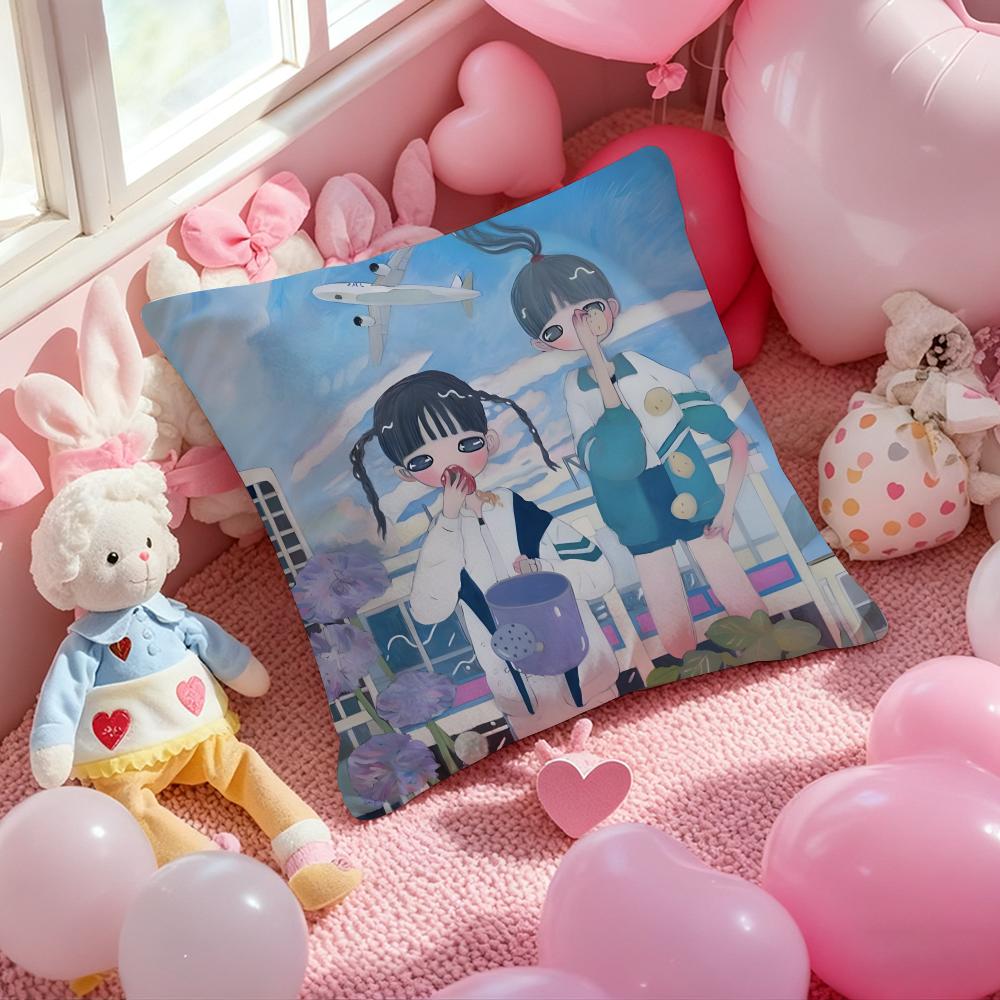 Art Aya Takano Cushion Cover Pattern Printed Pillowcase for Living Room Sofa Cushion Cover & Bedroom Decor