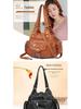 Women's Color Block Rivet Washed Leather Crossbody Handbag, Soft Leather, Large Capacity, Multi-Layer, Single Shoulder