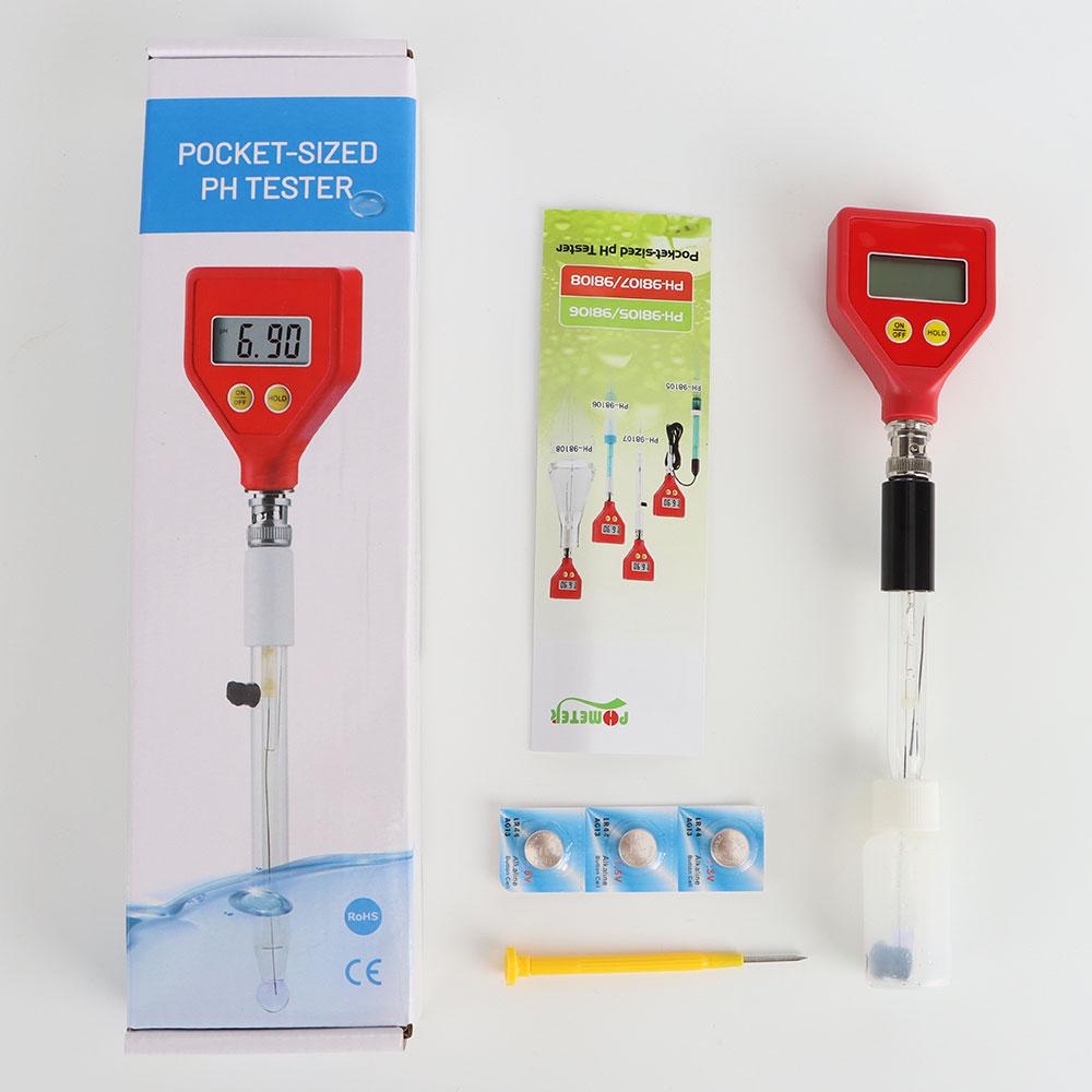PH-98108 pH-Meter Scharfe Glaselektrode Messbereich 0,00 bis 14,00 pH für Wasser Lebensmittel Käse Milch Boden pH-Test 40% Rabatt