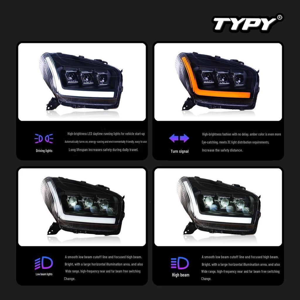 LED Three-Eye Projector Headlights with DRL & Sequential Signals for 01-02 Toyota RAV4