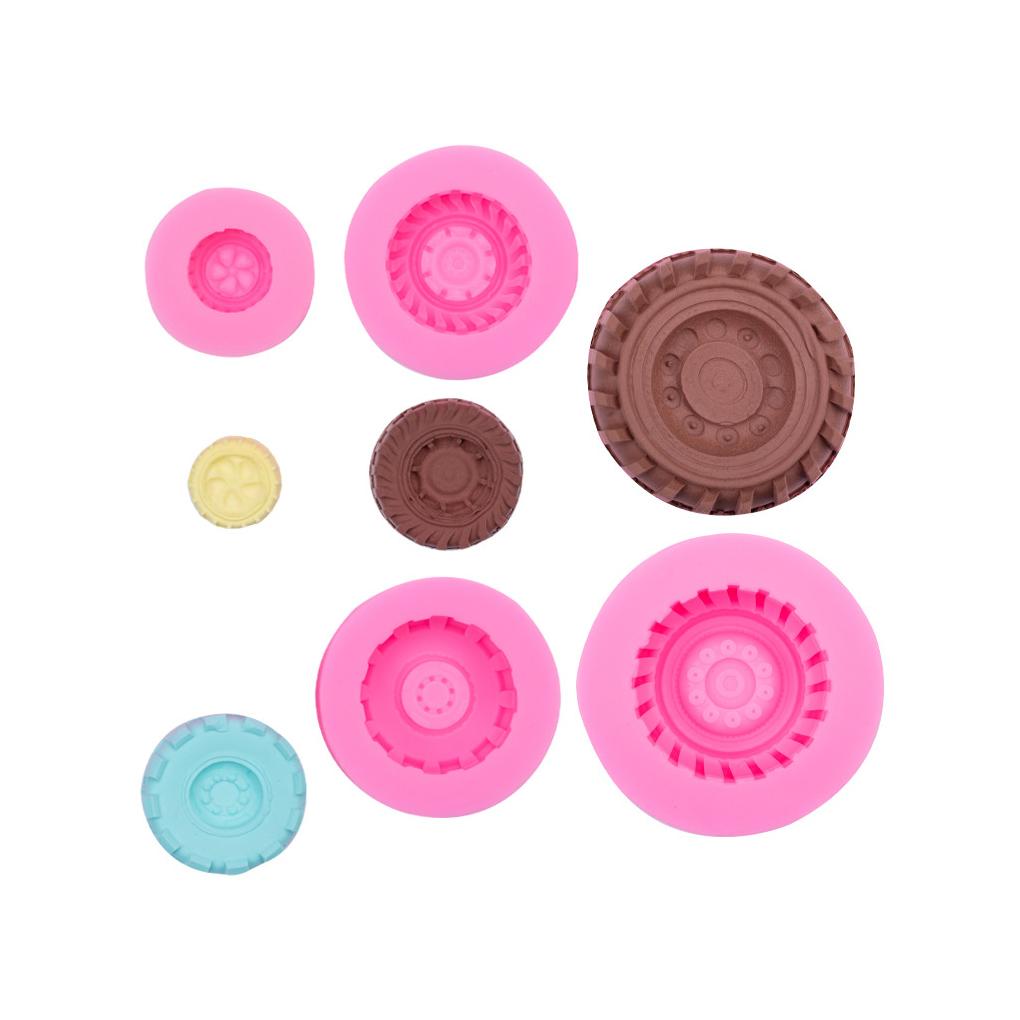4 Pieces/Set Silicone Car Tire Fondant Mold Non-stick Round Mould Tool