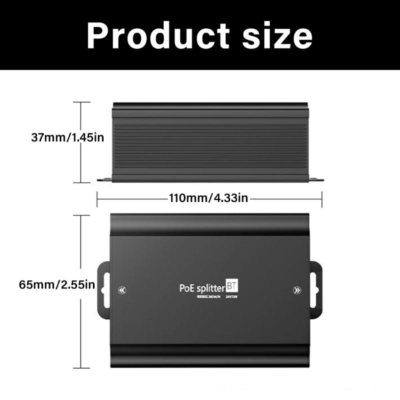 Gigabit POE Splitter 48V To 24V 3A Converter Gigabit Data Transmission For Security Camera Networking Accessories