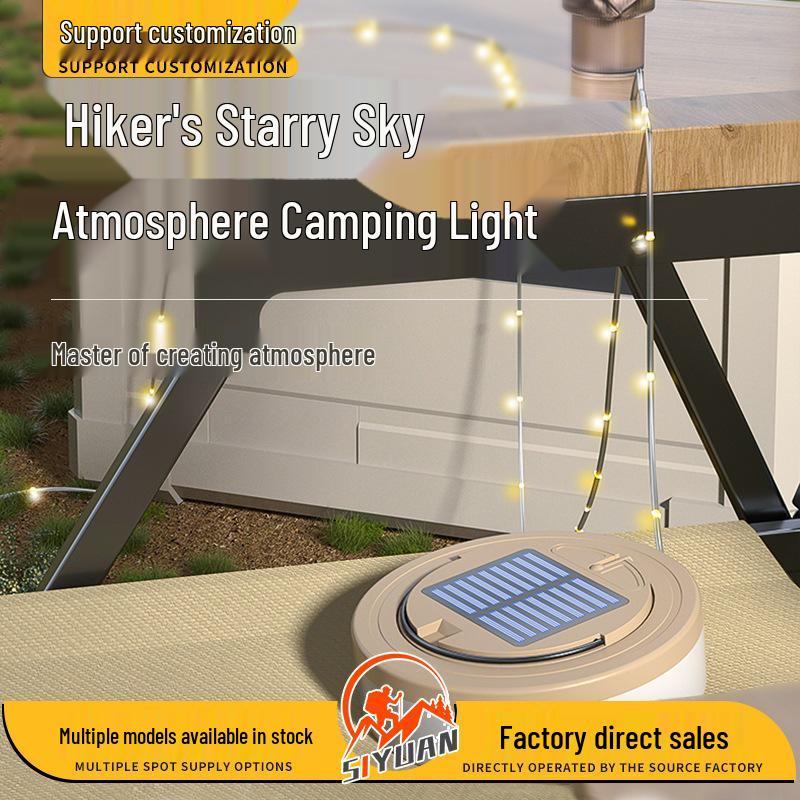 Retractable Solar String Lights for Outdoor Camping, Canopy Ambiance, Long Battery Life, Includes Measuring Tape