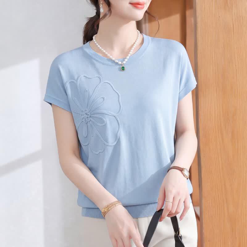 Xuexi Women s Summer Ice Silk Short Sleeve Knit Top 4XL