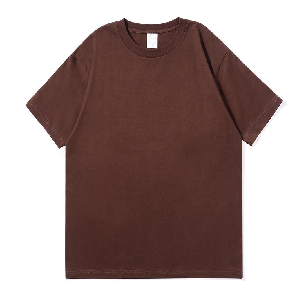400g Heavyweight Pure White Long-Staple Cotton Summer Short-Sleeve Loose Crew Neck Base Layer T-Shirt