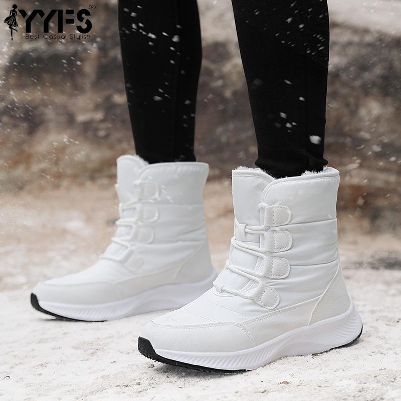 ТУИНАНЛЕ Женские ботинки Зимние Белые Снежные ботинки Короткие Стильные Водонепроницаемые Качественные Плюшевые Черные Ботинки Нескользящий Верх 35 3980₽