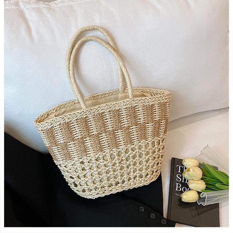 New Straw Bag Portable Vacation Beach Tote Bag Woven Bag Women's Large-capacity Vegetable Basket Bag