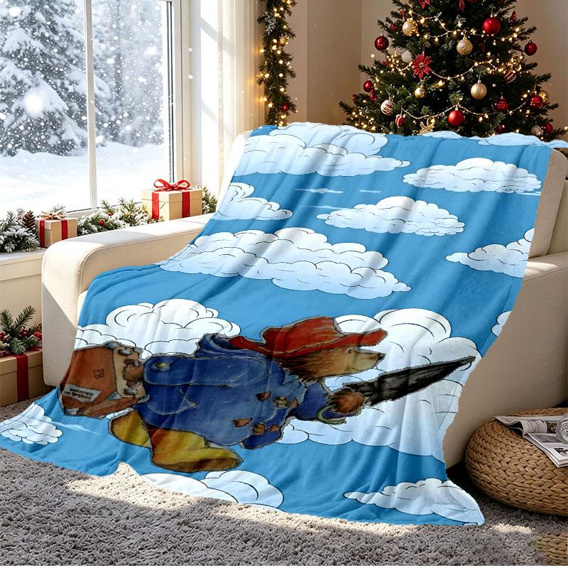 Paddington Bear Pattern Blanket for Home Decoration, Bed, Sofa, Car Travel, Camping, Suitable for All Seasons, Birthday Christmas Gift