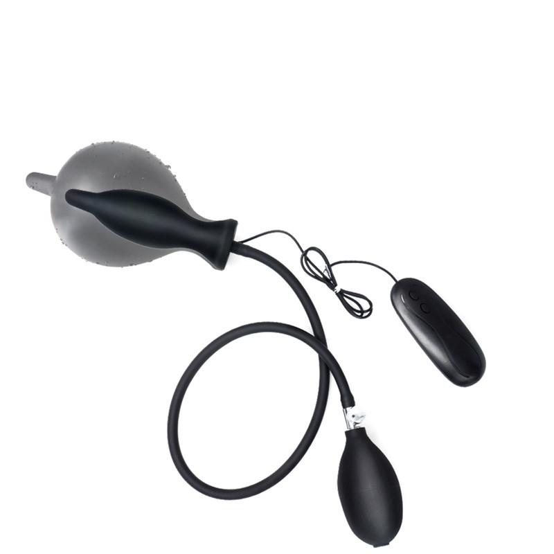 Oppblåsbar analvibratorpumpe analdilatator utvidbar 10 hastigheter vibrerende buttplugg analballer sexleketøy