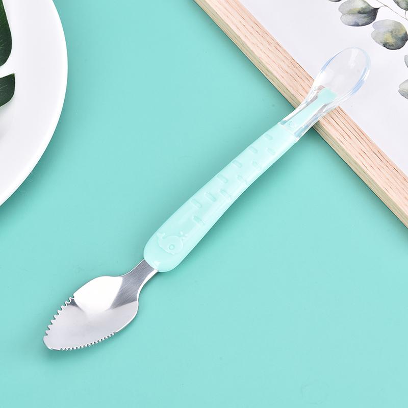 1Pc Double Head Baby Feeding Spoon Scraping Pure Spoon Baby Fruit Scraper