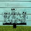 Halloween Garden Stake Metal Art Flying Witch Sign Skeleton Zombie