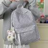 Schoolbag Retro Hong Kong Style Plaid Backpack Women's New Large-capacity Junior High School College Student Schoolbag Travel Computer Backpack