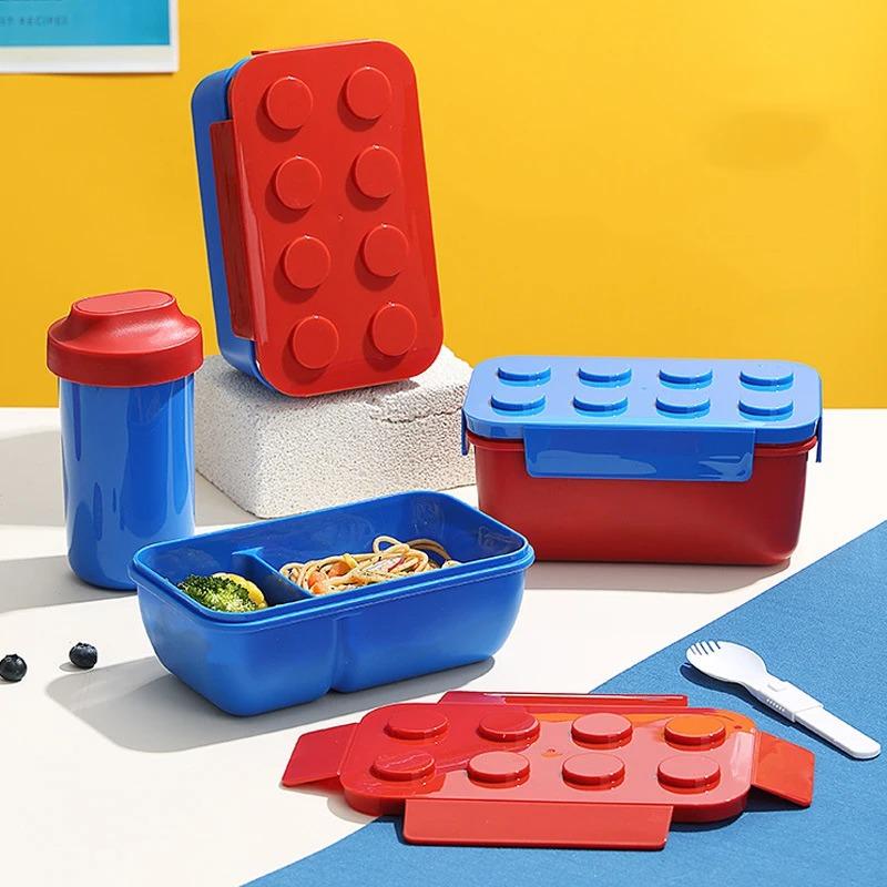 Creative Building Blocks Color Sealed Lunch Box - Kids Student Bento Box, Portable Outdoor Picnic Fruit Salad Container