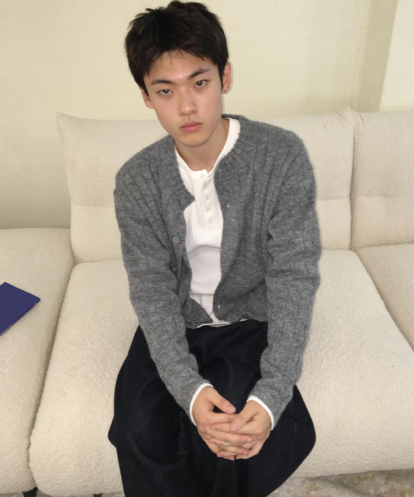 Intempomood Moss Crop Ribbed Cardigan_Gray