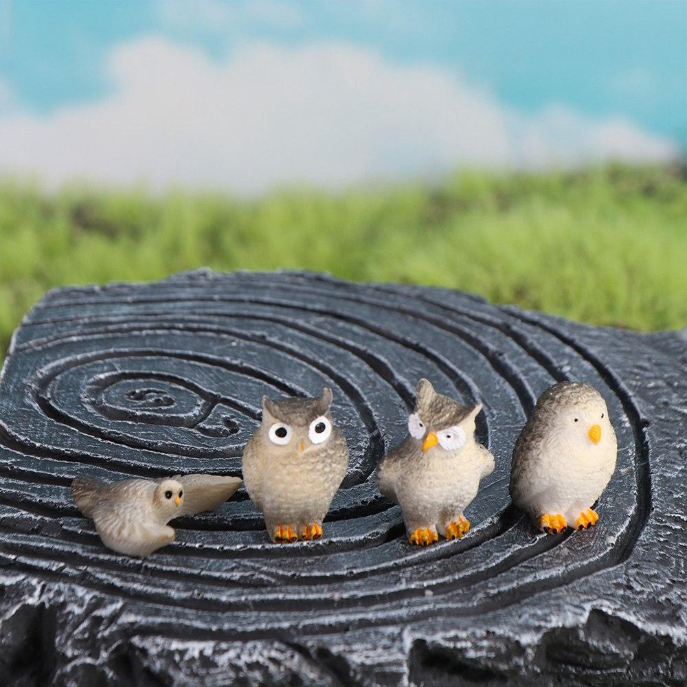 Resin Crafts Simulation Owl Ornaments Small Garden Owl Ornaments Funny Owl Miniatures  Scene Decor