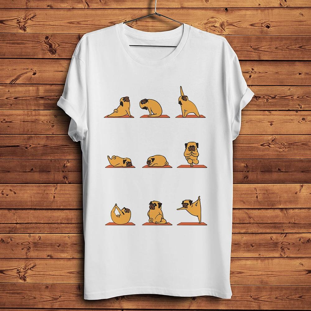 

Pug Dog Yoga Asana Funny Tshirt UnisexWhite Casual Short Sleeve Oneck TshirtStreetwear Tee Breathable Print Nocracking S