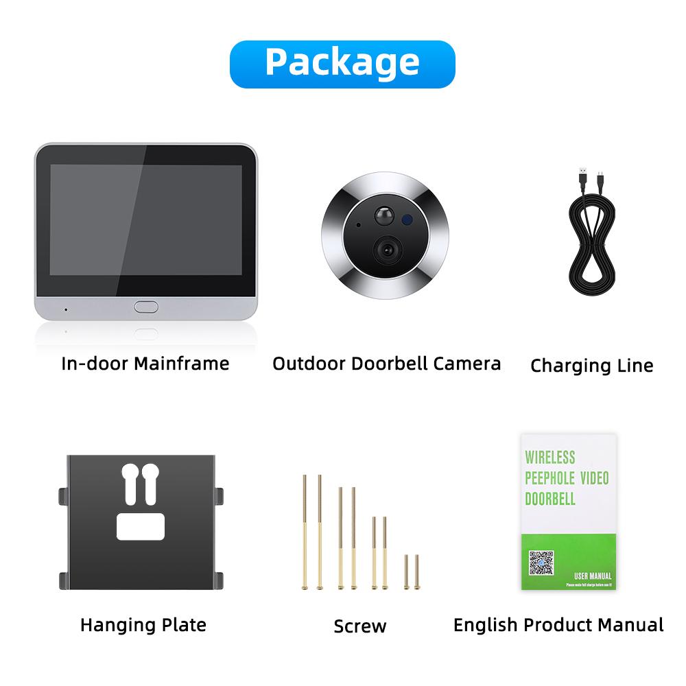 Camluxy Smart Tuya WiFi Door Camera 4.3 Inch 1080P Eye Peephole DoorBell 5000mAh PIR Motion Alarm Alexa Digital Door Viewer