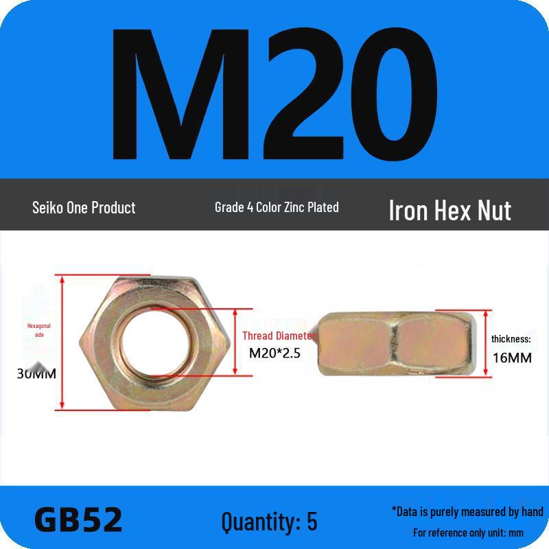 Black Galvanized Nickel-Plated Iron Hex Nut Screw Cap, GB Grades 4.8/8.8/12.9, Sizes M4/M5/M6/M8