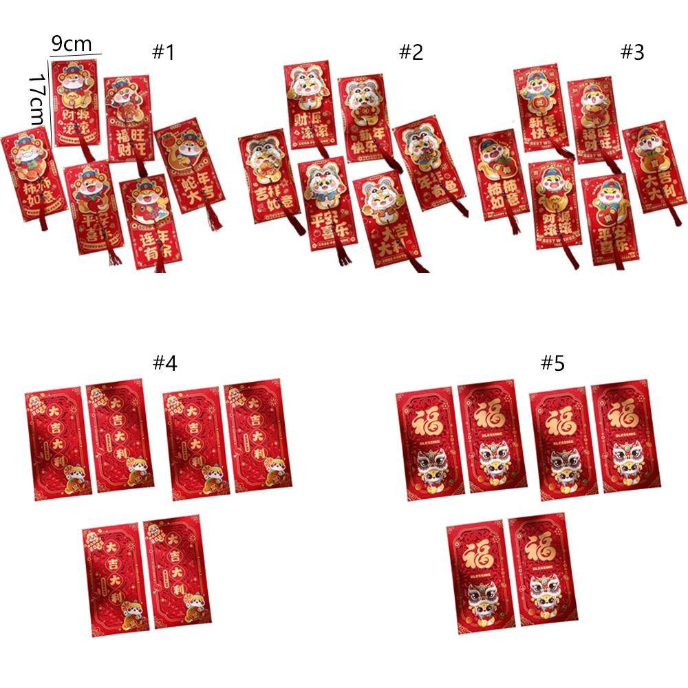 6pcs Paper New Year Red Pocket Traditional Lucky Money Bags Creative Money Packet Kids Gift