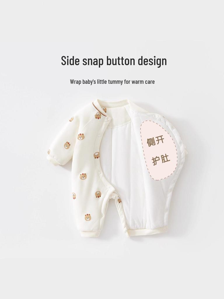 150g Quilted Cotton Baby Bodysuit - Thick, Class A, Autumn/Winter Newborn Homewear