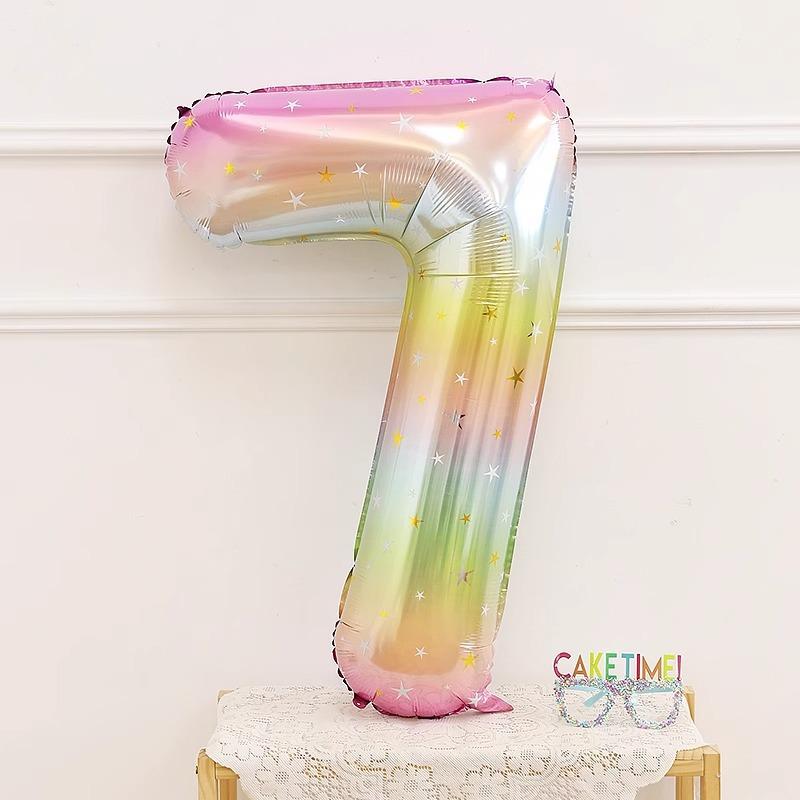 40 Inch Gradual Change Star Birthday Digital Balloon Baby Children'S First Year Party Photo Props Decorations