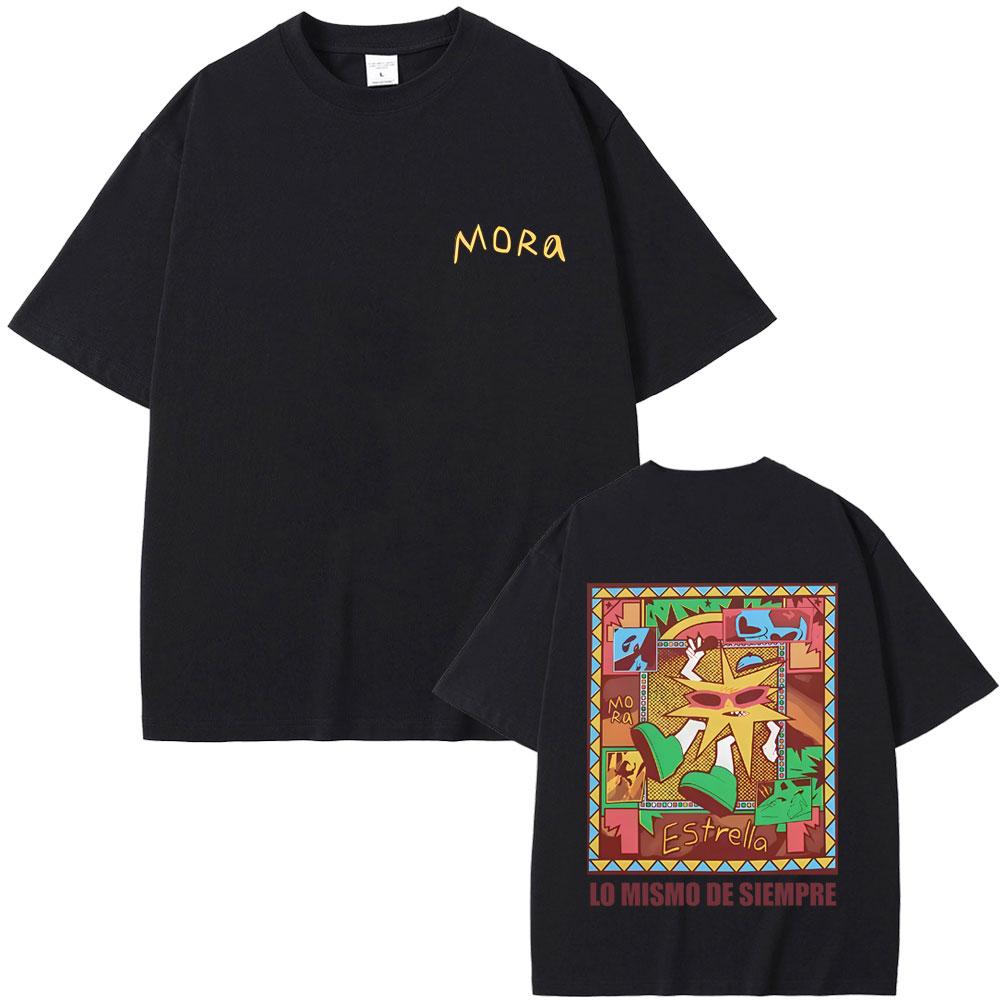 Rapper Mora Lo Mismo De Siempre Grafik T-Shirts Herren Damen Baumwolle Lässig Übergroßes T-Shirt Männlich Hip Hop Mode Popmusik T-Shirt
