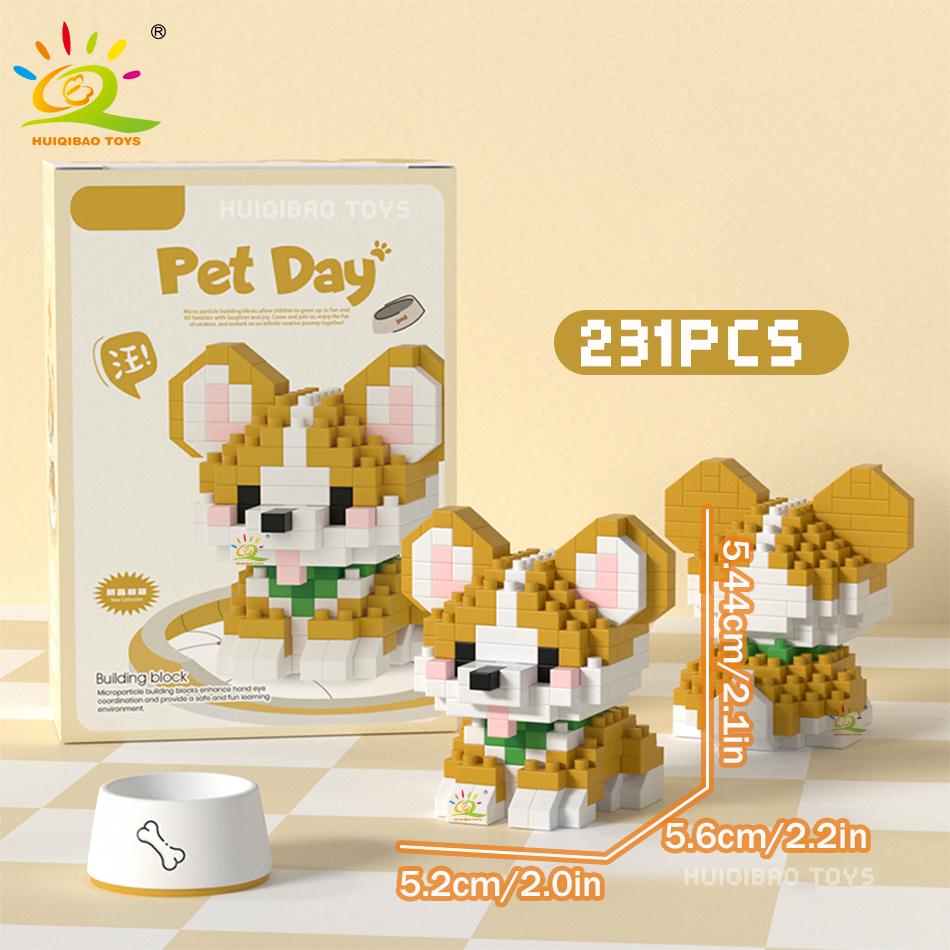 MINI Working Cat Pet Dog Micro Model Building Block Set Kids City Cartoon Animal Diamond Bricks Educational Toys Adult