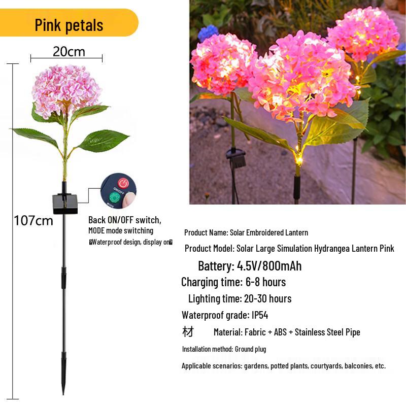 Enpufike Solar LED Hydrangea Garden Stake Light