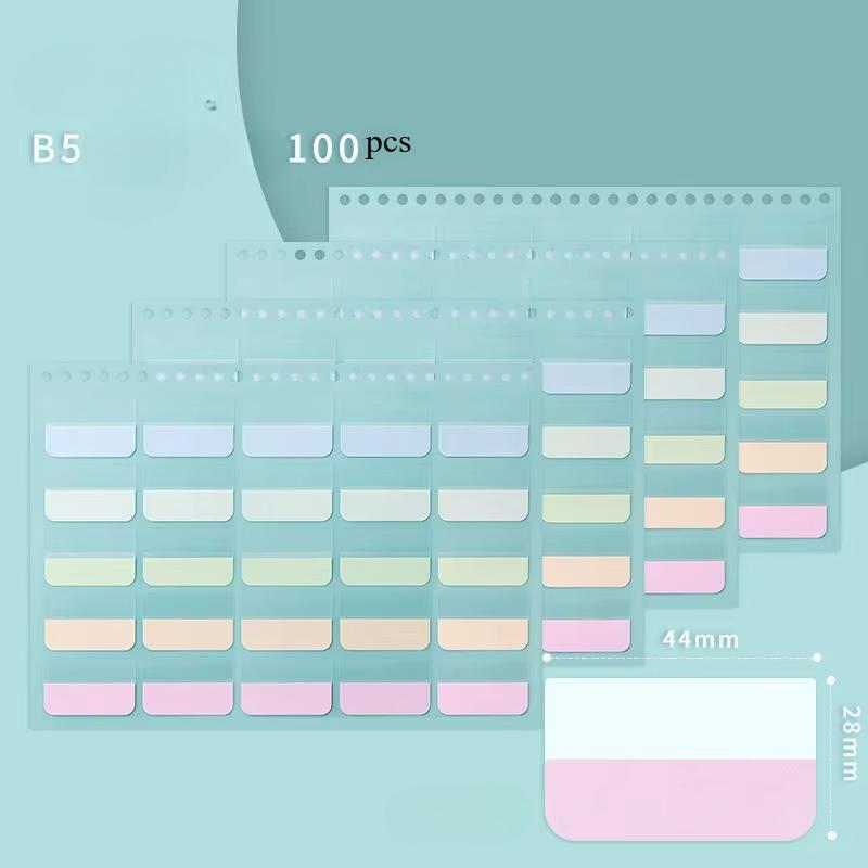 

4 Sheets A5/B5 Binder Color PET Translucent Index Sticker Student Notebook Sort Label Index Tabs Book Marker Writable Sticky Notes