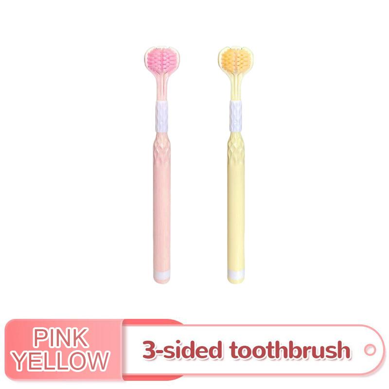 

Трехсторонняя зубная щетка с мягкой щетиной, вращающаяся на 360 градусов, безопасная зубная щетка для ухода за полостью рта, глубокая чистка зубов, портативная дорожная зубная щетка для ухода за полостью рта