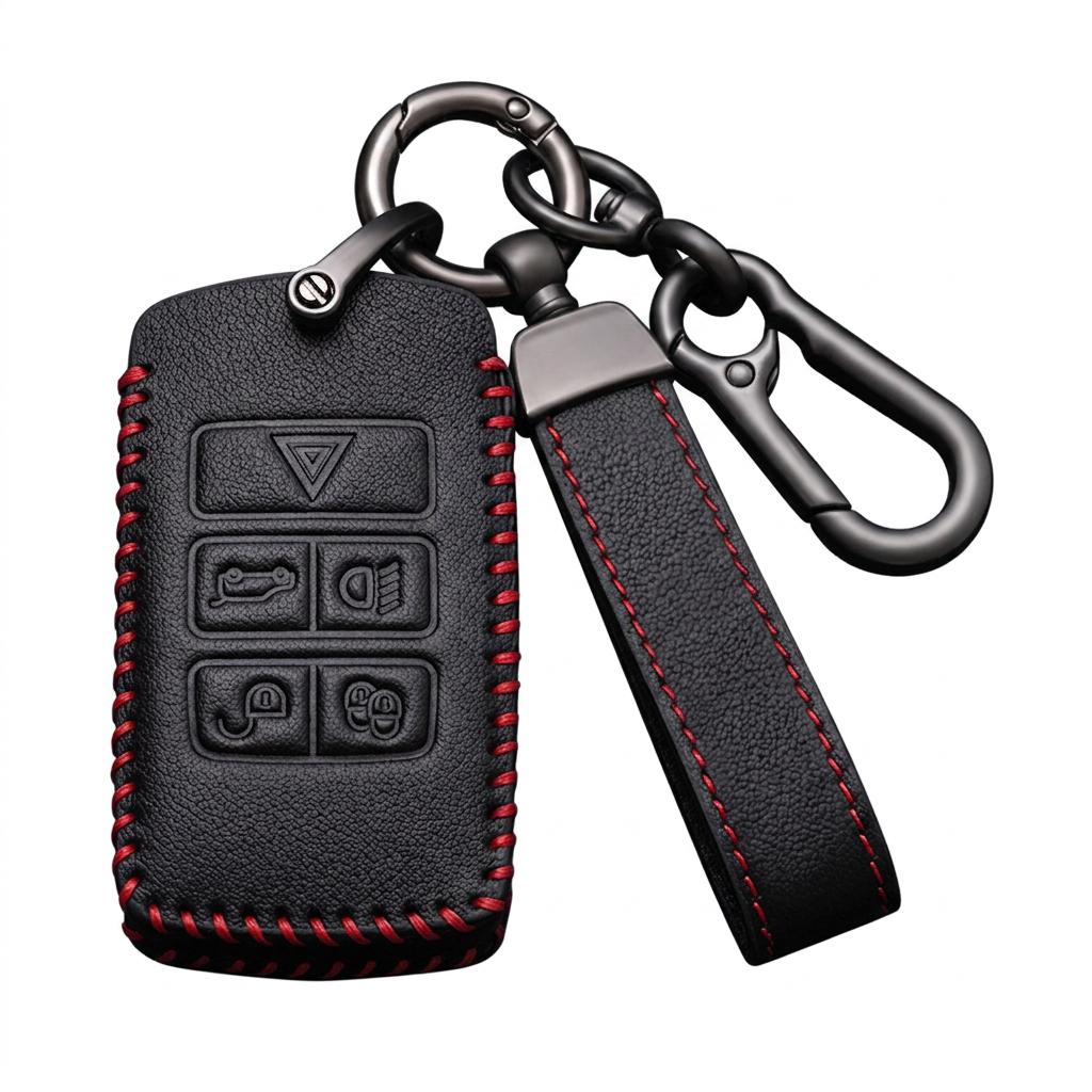 Leather Car Key Cover For Land Rover Range Rover Sport Evoque Velar Vogue Discovery Sport LR4 Remote Key Fob Protective Case