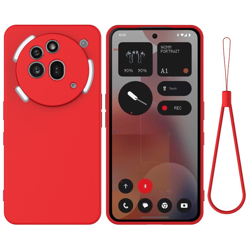 For Nothing Phone (3a) Pro Liquid Silicone Case Phone Back Cover with Hand Strap